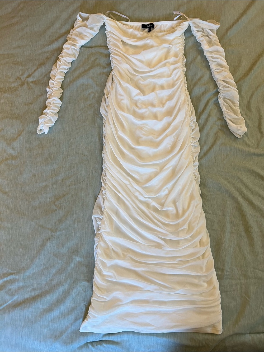 Lulu's White Strapless Ruched Midi Dress - Picture 2 of 15